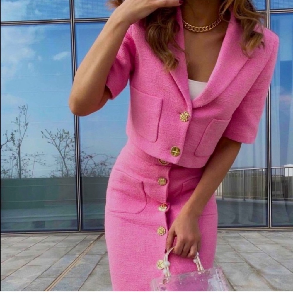 GORGEOUS ZARA NWT Gold Buttons Tweed Blazer - Picture 1 of 14